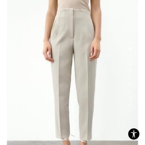 Zara High-Waisted Pants in Oyster White
